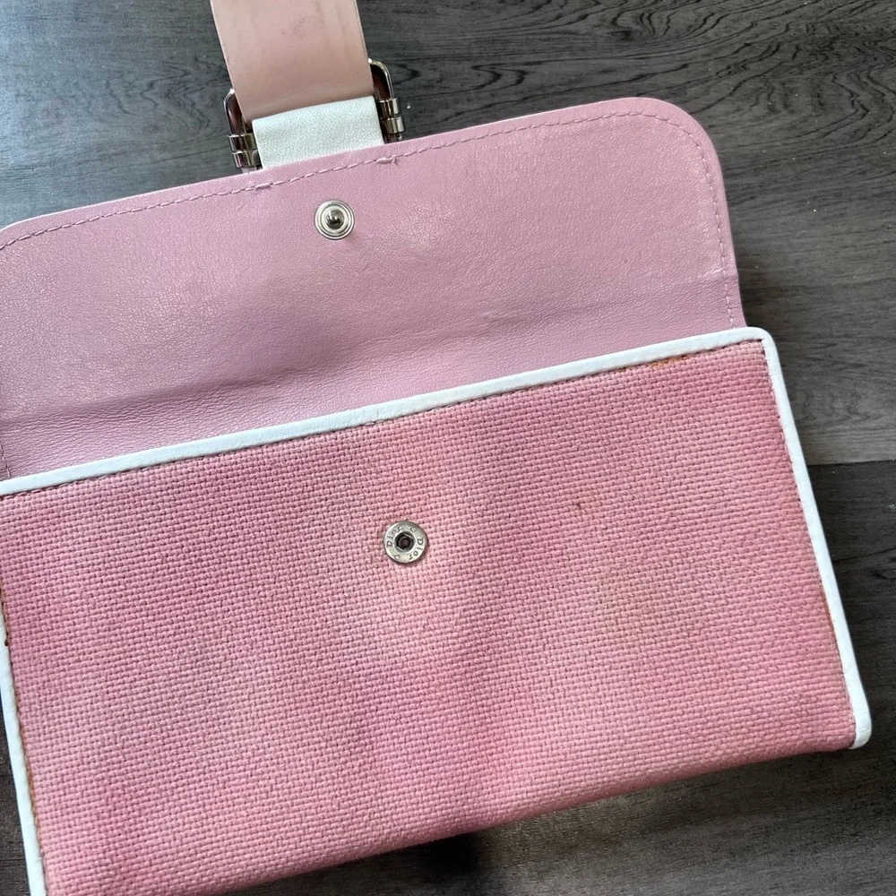 Vintage Dior Pink and White wallet with Buckle